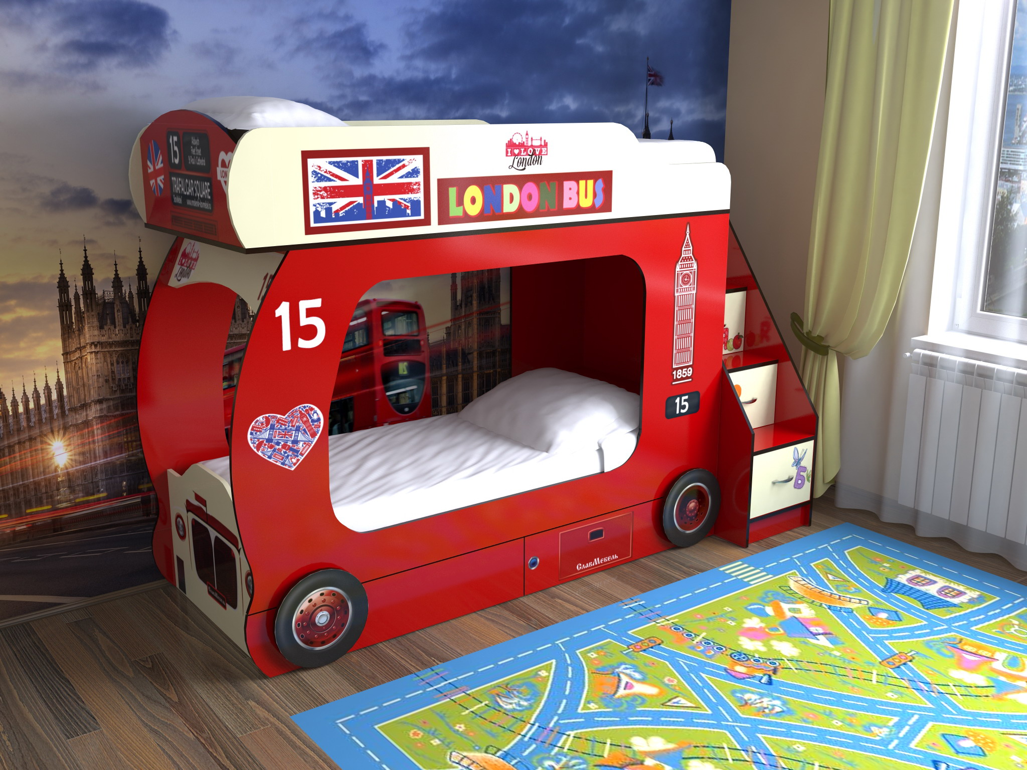 Кровать 2 ярусная London Bus